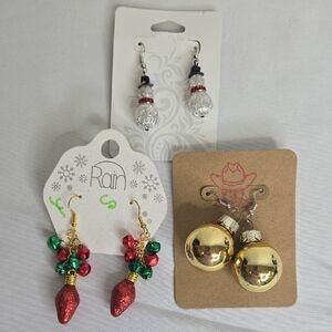 Christmas Earring Bundle- 3‎ Pairs, New